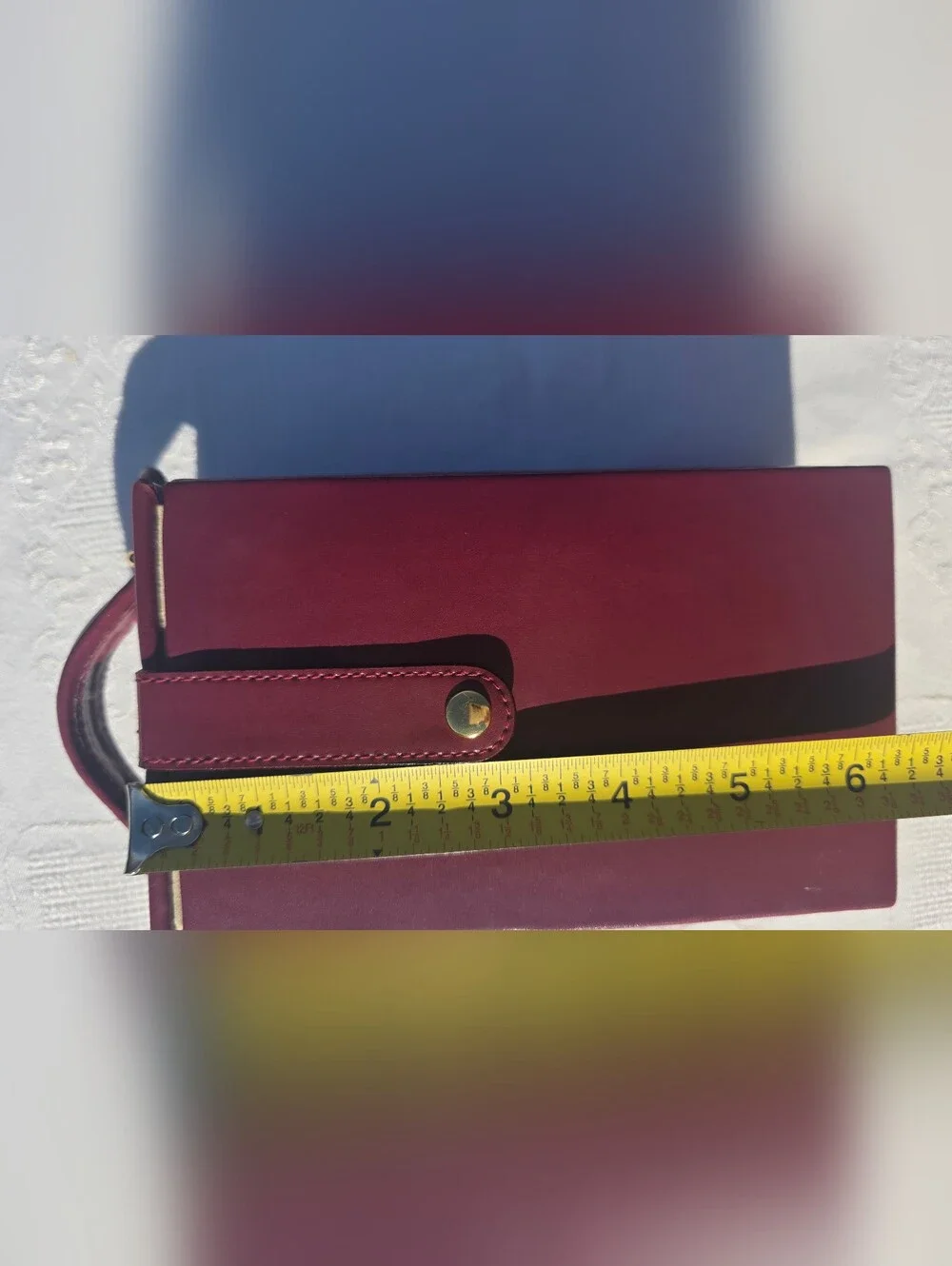 Vintage Burgundy Travel Jewelry Case Mirror Ring Storage Vanity Box